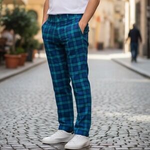 VINEYARD VINES Tartan Plaid Flat Front Casual Pants 38x32 Preppy Coastal Golf